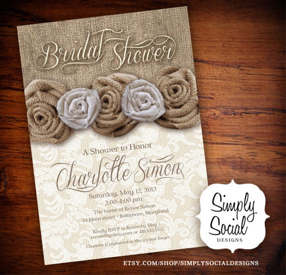 Rustic Bridal Shower Invitations Etsy 8