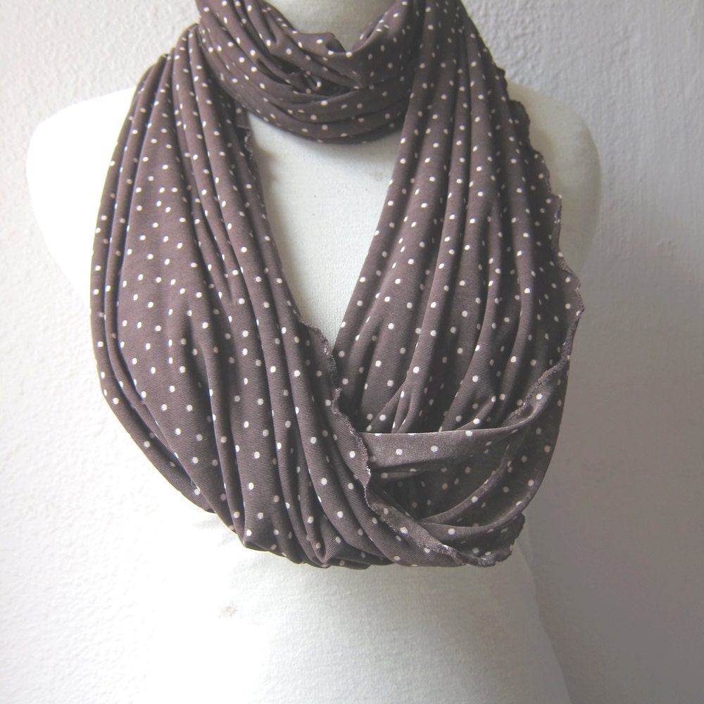Dot Jersey Scarf Infinity scarf Dark Brown Sugar Jersey