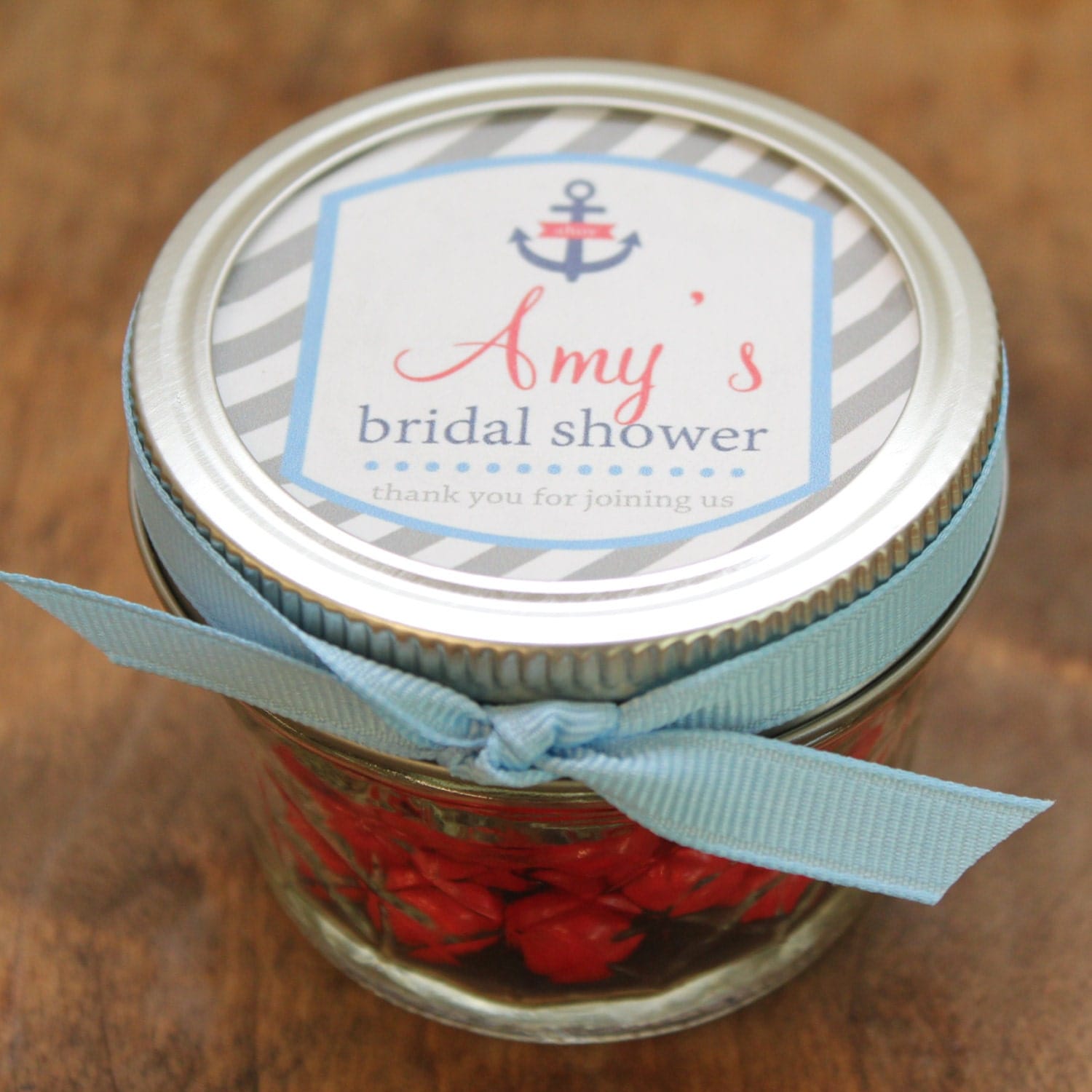Set of 24 4 oz Mason Jar Bridal Shower Favors Nautical