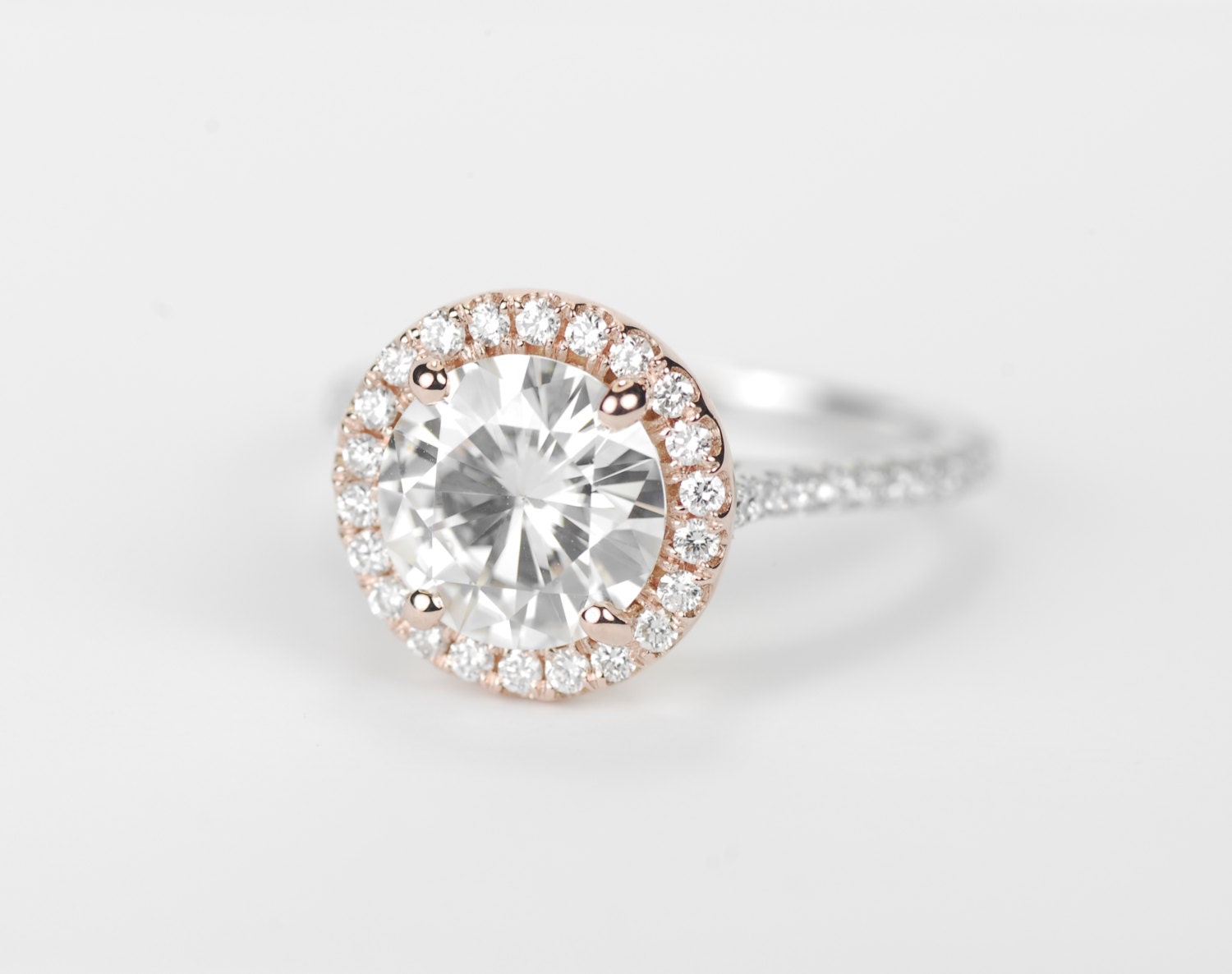 Light Pink Diamond Engagement Rings Halo engagement ring - 14k