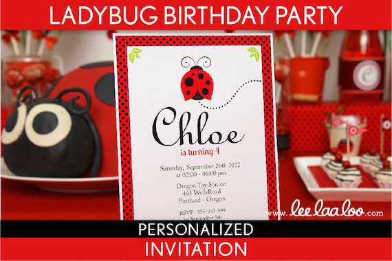 Ladybug Birthday Party Invitation Personalized Printable // Ladybug - B35Pa1 Il_570xn