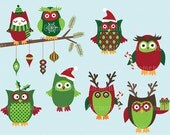Christmas clip art images, owl clip art, Christmas Owls clip art, Royalty free clip art- Instant Download Il_170x135
