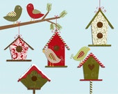 Christmas clip art, bird clip art, bird house clip art images, royalty free clip art- Instant Download Il_170x135