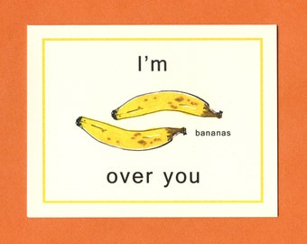 BANANAS OVER YOU - Love Card - Funny Valentine Card - Funny Valentine - Funny Love Card - I Love You Card - Valentine - Bananas - Item# L041