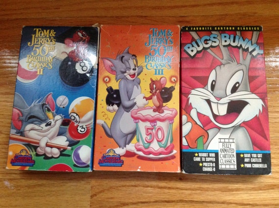 3 Vintage Cartoon VHS tapes. 2 Tom & Jerry 1 Bugs Bunny