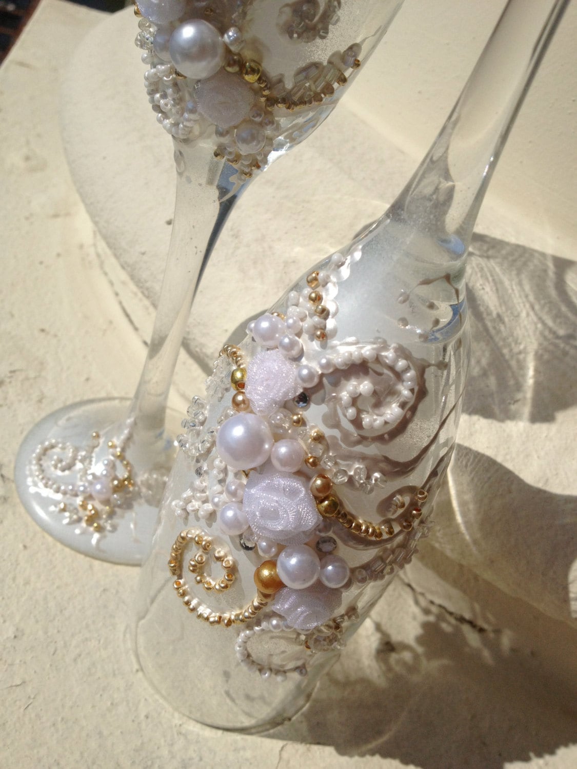 Wedding toasting glasses hand decorated with an original