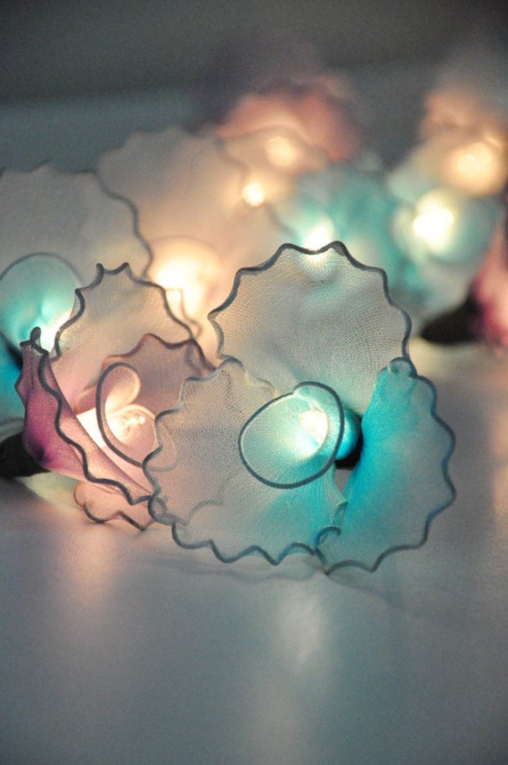 Pink and Blue flower string lights for party and decoration