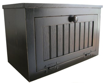 Large Country Farmhouse Wood Bread Box / Counter Top Cabinet with a Distressed Finish