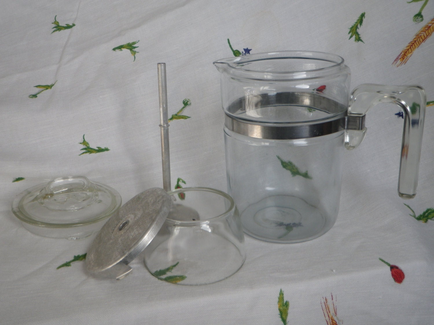 1950s Glass Pyrex Coffee Percolator 4 Cup Pot