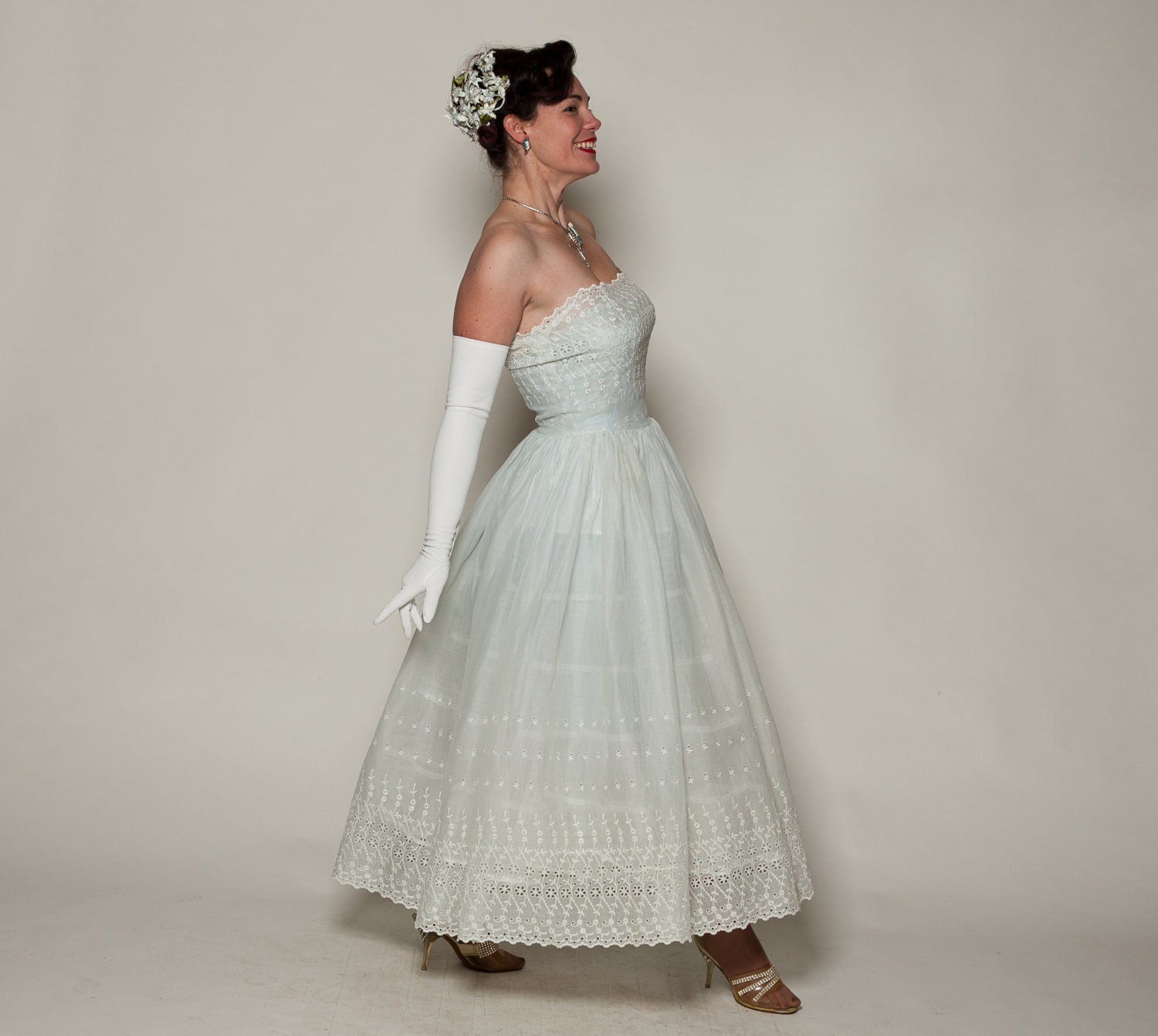 eyelet wedding gown