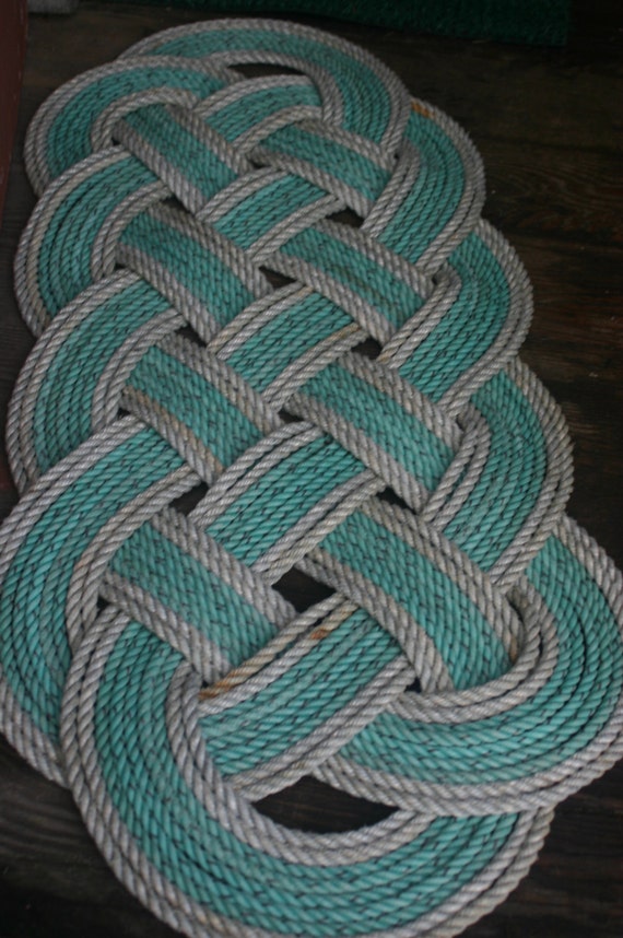 EcoFriendly Awesome Silver & Green Rope Rug 36 x