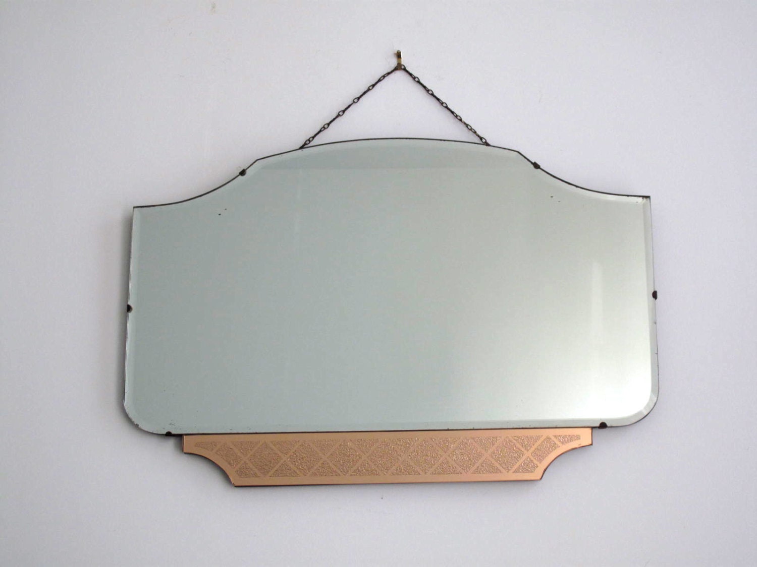 Antique Art Deco Mirror with Rose Gold Accent by SnapshotVintage