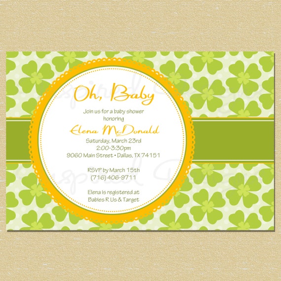 Four Leaf Clover Baby Shower Invitation Il_570xn