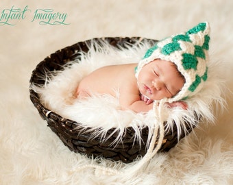 Gnome Entrelac Pixie Bonnet Knitting Pattern - All sizes Newborn through 1-3 Years Included - PDF Sale - Instant Digital Download