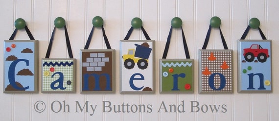 Construction Theme Name Letters . Custom Nursery Name