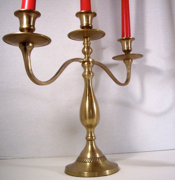 Vintage Solid Brass Candelabras Made in India 1970s