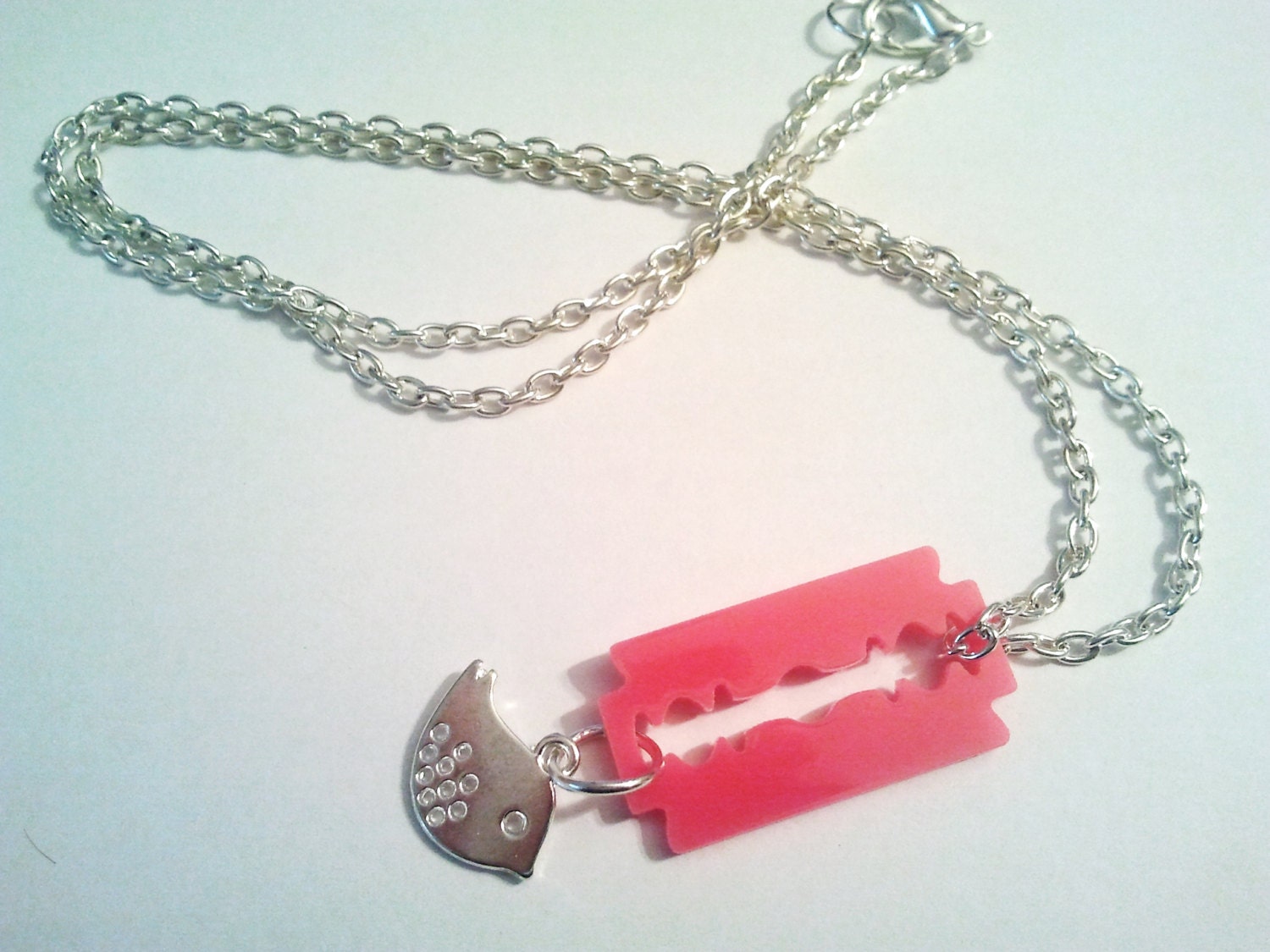 special Pink Razor Blade and Tiny Bird Emo Kawaii by waterdewsf