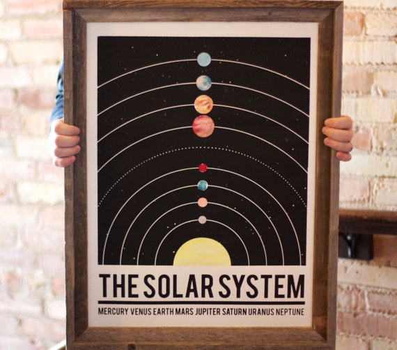 The Solar System - hand pulled large screen print 18x24