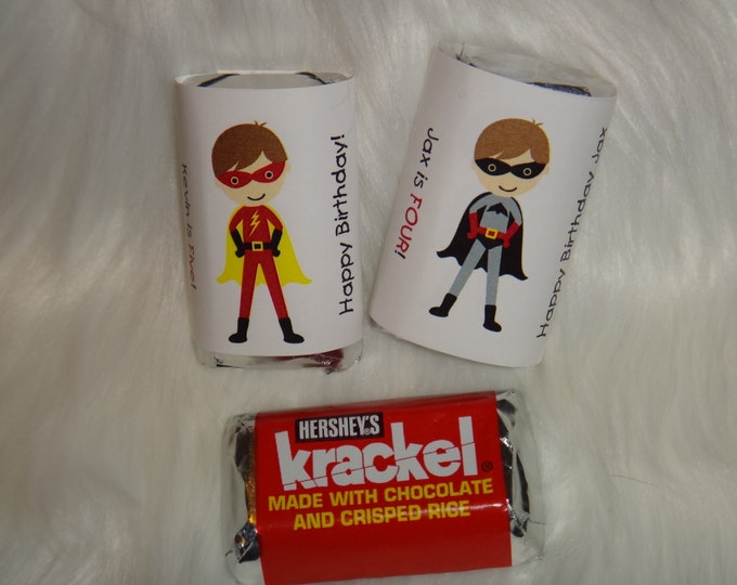 Super Hero Mini Candy Bar Wrappers Birthday Party Favors Heroes Super Incredible Cute Chocolate Party Favor Gifts