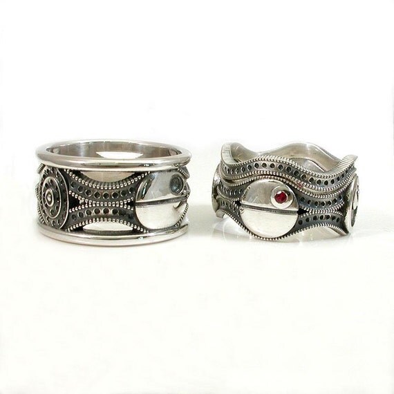 Star Wars Ring Set Sterling Silver Geek Engagement Rings