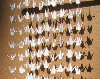 10 strings, 20 cranes each, white origami cranes garlands mobile wedding party decorations total of 200 cranes