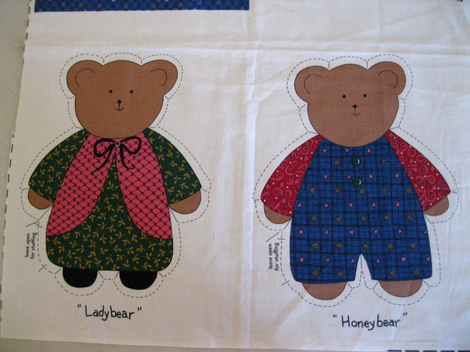 Fabric Doll Panel Cut And Sew 8 Inch Teddy Bears Doll Quilt 4984