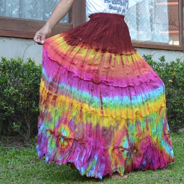 ruched tie dye skirt