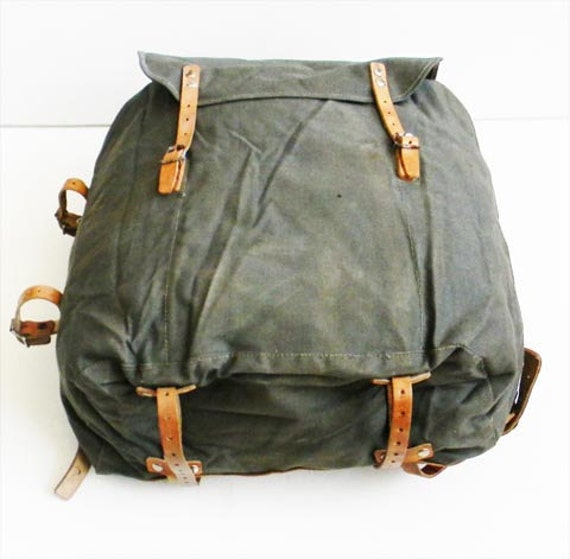 Antique Military Backpack Leather Straps and Detailing