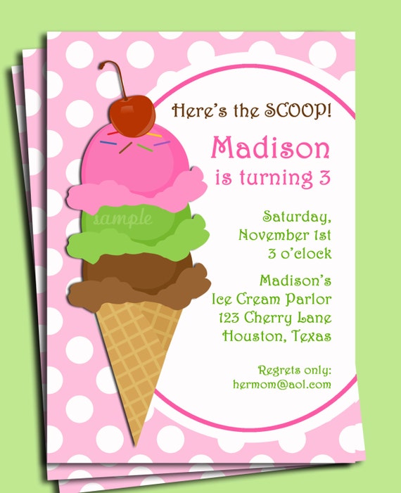 Ice Cream Birthday Party Invitations Free 8