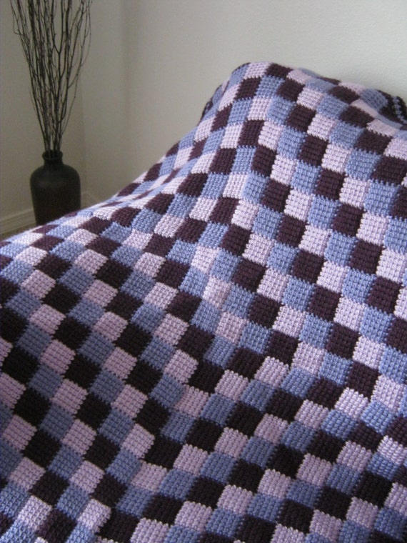 Purple Lilac Lavender Crochet Baby Blanket Afghan MADE TO