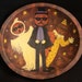 Halloween Folk Art Hand Painted Wooden Bowl "Three Silly Pumpkinheads" Ghost, Clown, Count HAGUILD