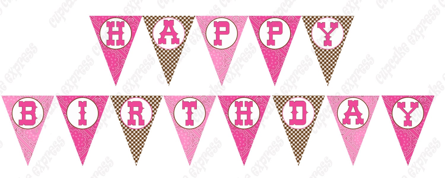 Cowgirl BANNER Birthday Party PRINTABLE Birthday baby shower