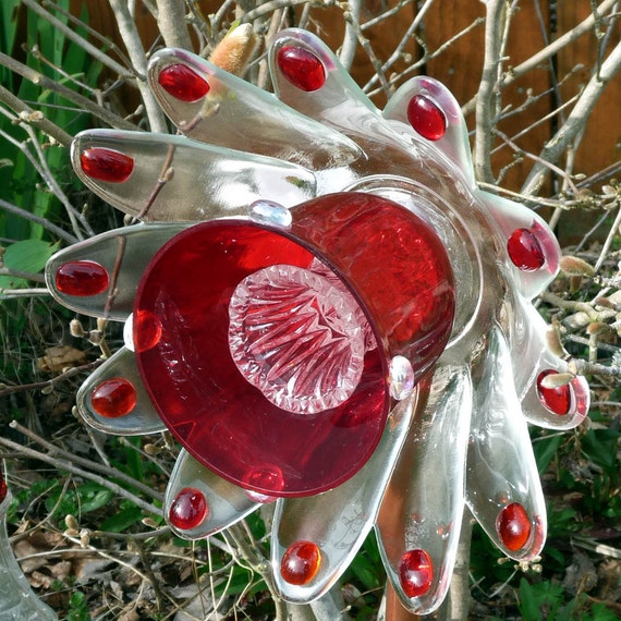 Glass garden art suncatcher glass sculpture fence decor