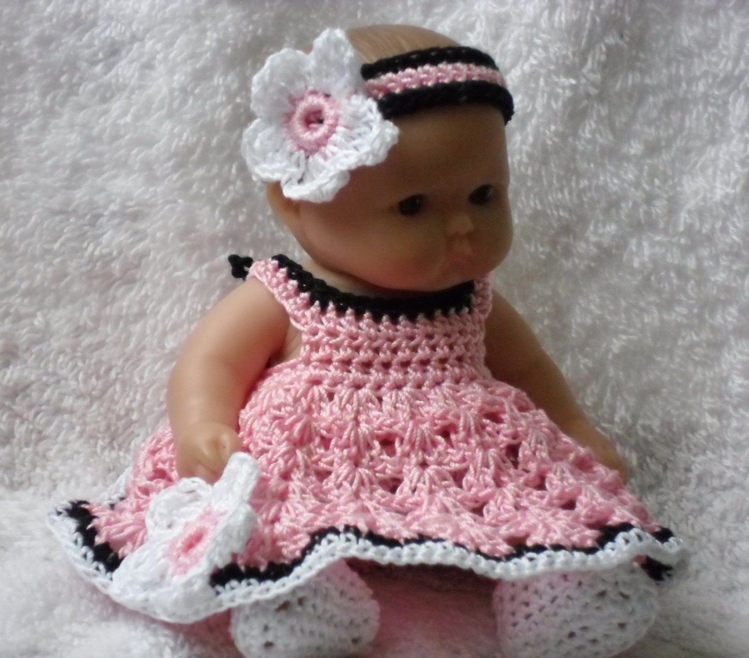 Crochet pattern for Berenguer 5 inch baby doll dress with