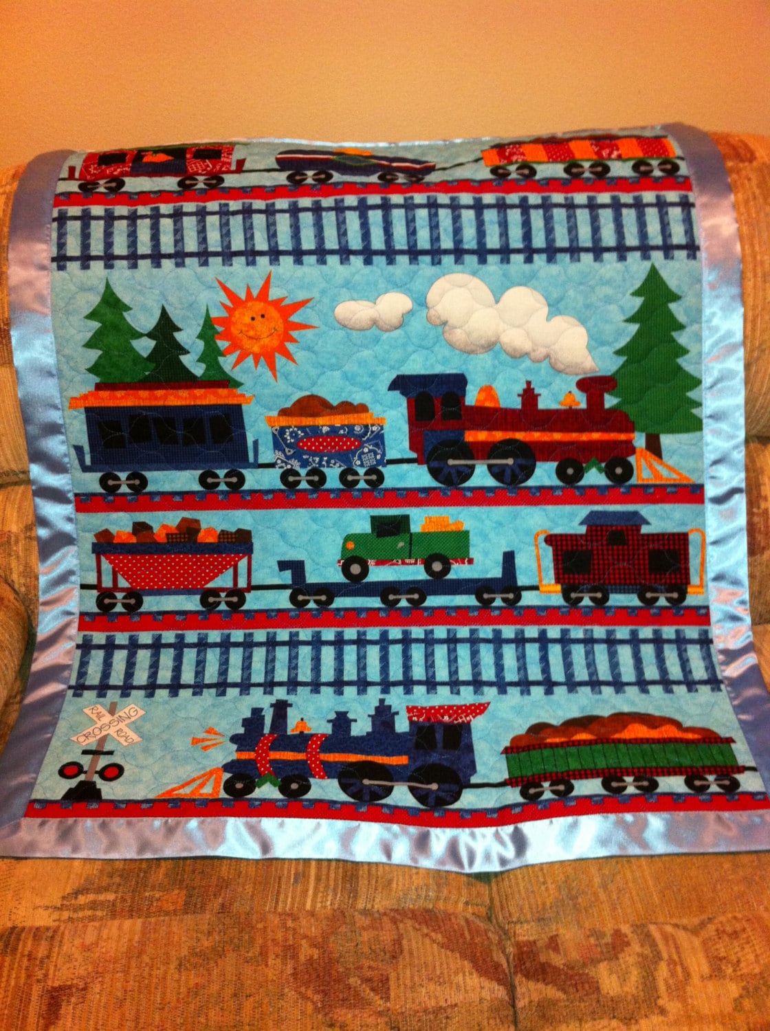 Baby boy crib blanket. Baby shower gift. Blue by madebyoksana