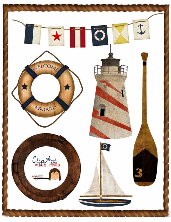 Nautical ClipArt with PNGs Instant Download