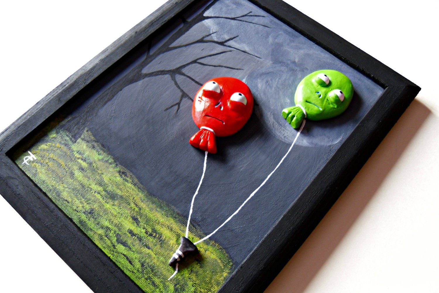 Polymer Clay On Canvas Acrylic Painting On Canvas by ErinlesHouse