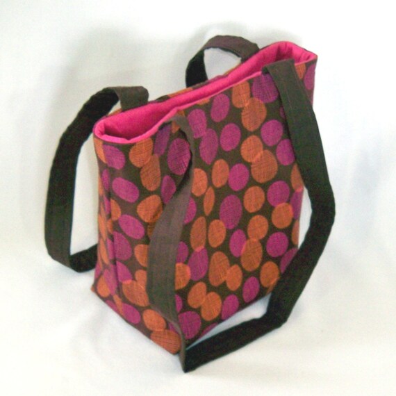 Polka Dot Purse Small Tote Bag Fabric Bag Cloth by ColleensDesigns