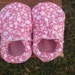 Baby Girl Shoes with Pink and White Flowers - Custom Sizes 0-3 3-6 6-12 12-18 18-24 months by Little House of Colors