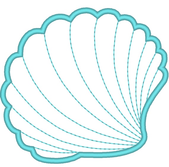 Seashell Embroidery Machine Applique Design 3 Sizes by Galeo