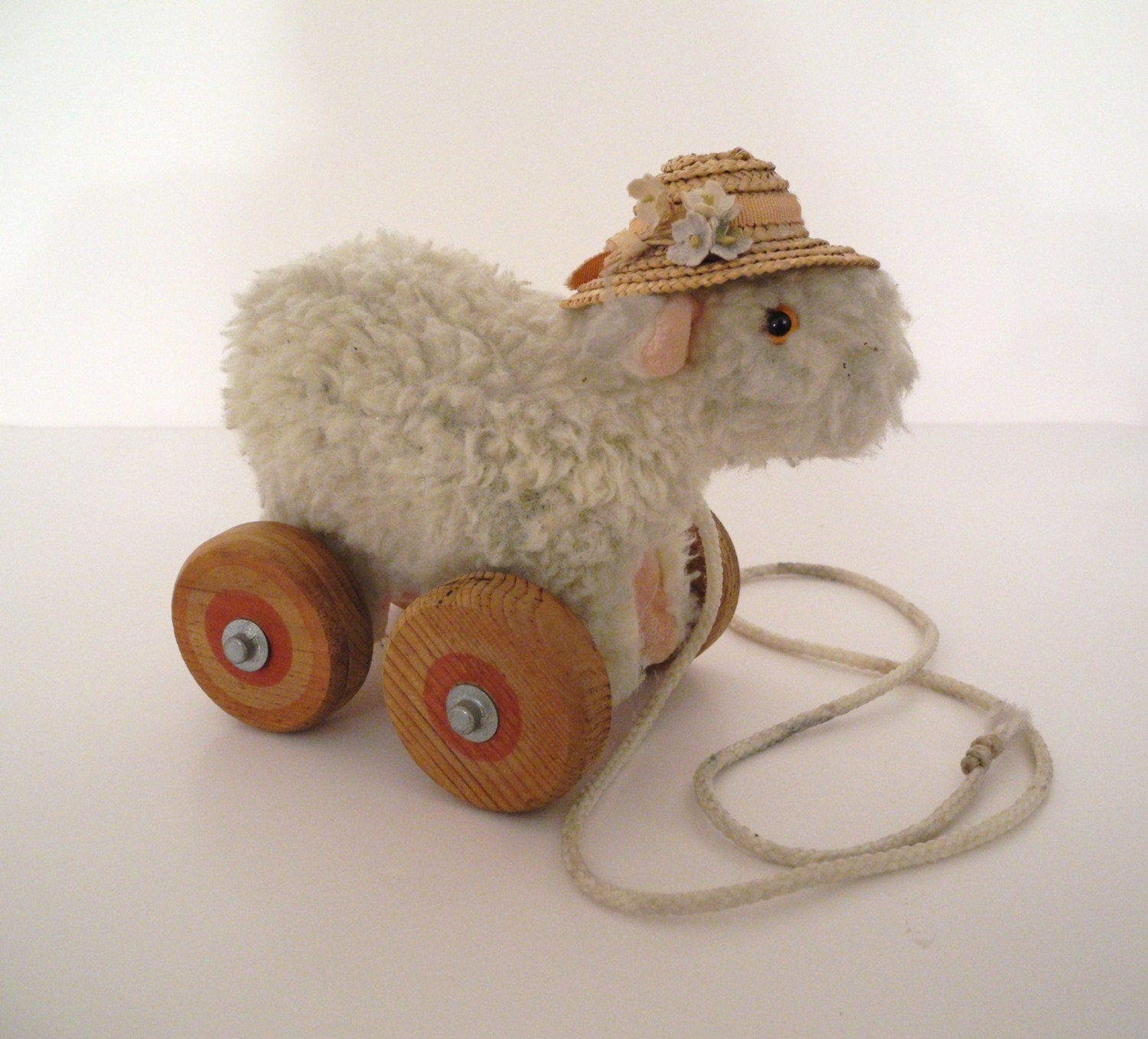 1930's Handmade Little Lamb Pull Toy by BabyTweeds on Etsy