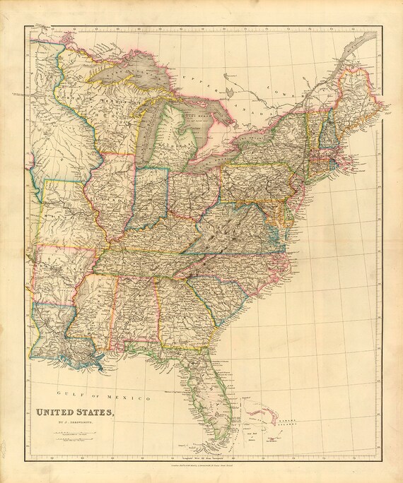 1834 Map of America