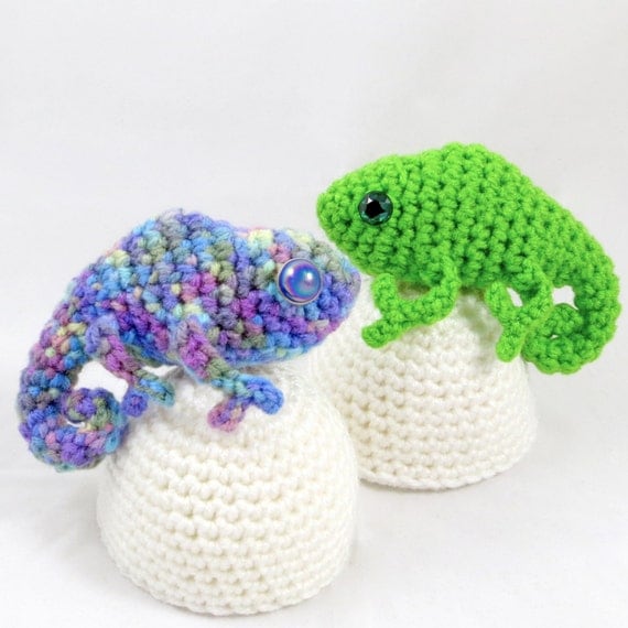 Crochet Pattern: Amigurumi Egg Babies, Baby Chameleon and Egg