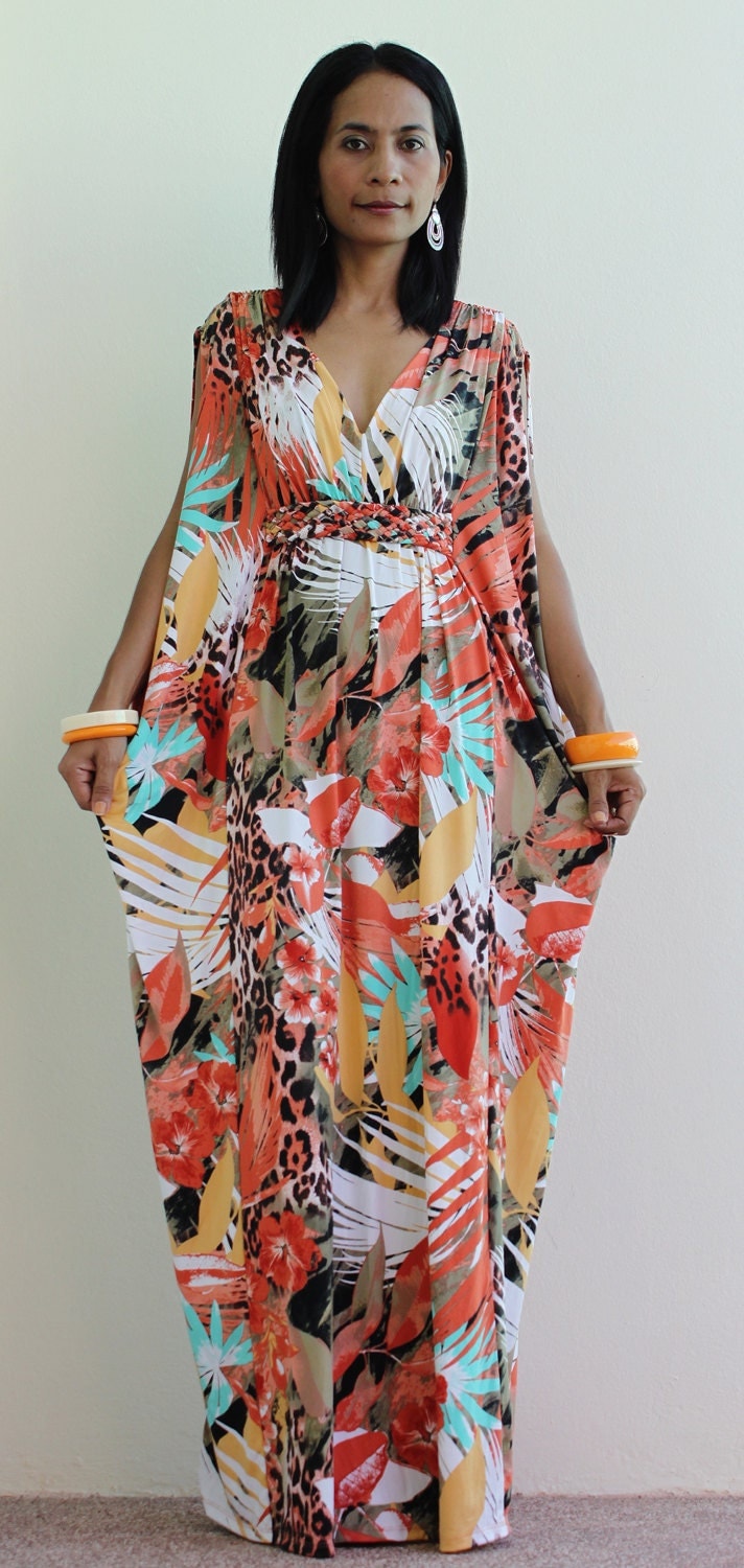 Long Kimono Maxi Dress African Print Dress : Elegant
