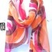 Large Silk Scarf Hand Painted. Mothers Day Gifts. Peach Pink MOD Swirl. Pink Silk Scarf. Silk Chiffon. Approx 13x68 in.