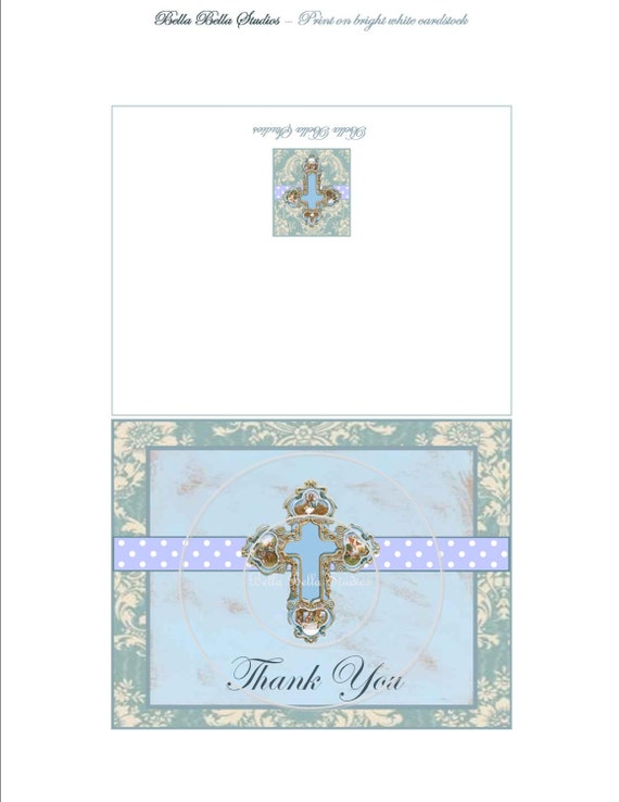 Bella Bambino - Printable THANK YOU Cards -Instant Download - Birth Announcement, Baptism, Christening Il_570xn