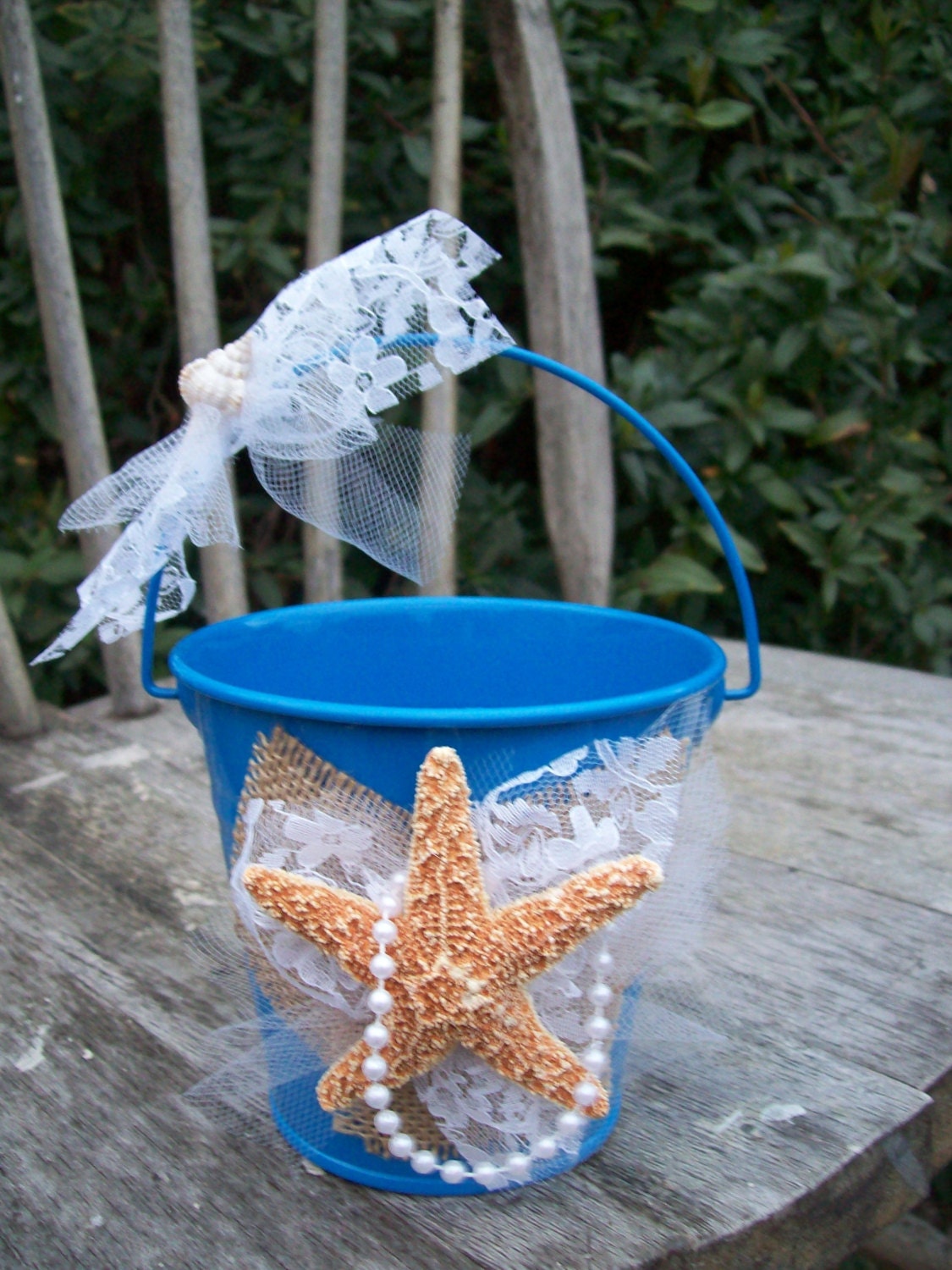 Beach Flower Girl Basket for your Destination Wedding Blue