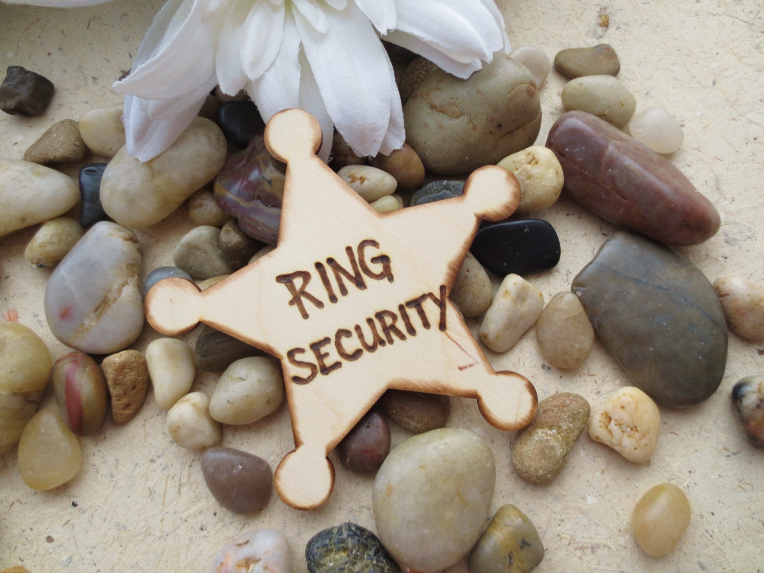 Ring Bearer Gift RING SECURITY Badge Distressed Wood Sheriff Badge for Attendant Ring Usher