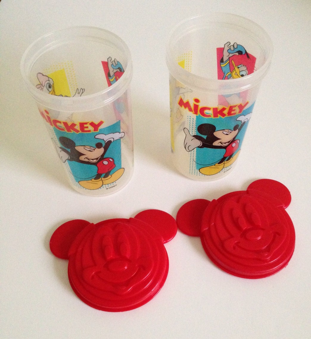 2 Vintage Tupperware Disney Cups with Lids