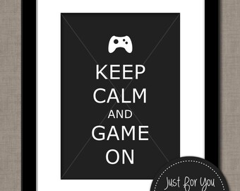 Items similar to Keep Calm and Game On (Nintendo Controller) 8 x 10 ...
